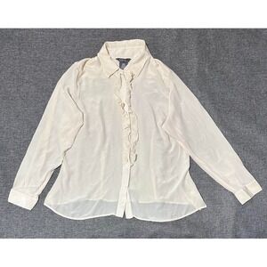 George Women's 18W/20W Long Sleeve Ruffle Blouse